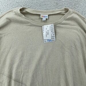 LuLaRoe‎ Shirt Womens XL Beige Ribbed Long Sleeve Lulu Top Lounge Knit Soft